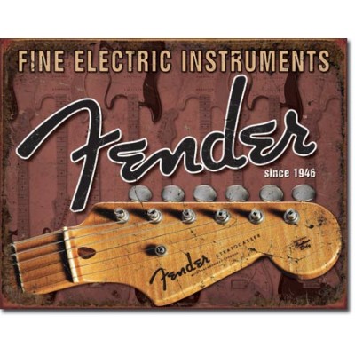 Enseigne Fender en métal  / Guitare